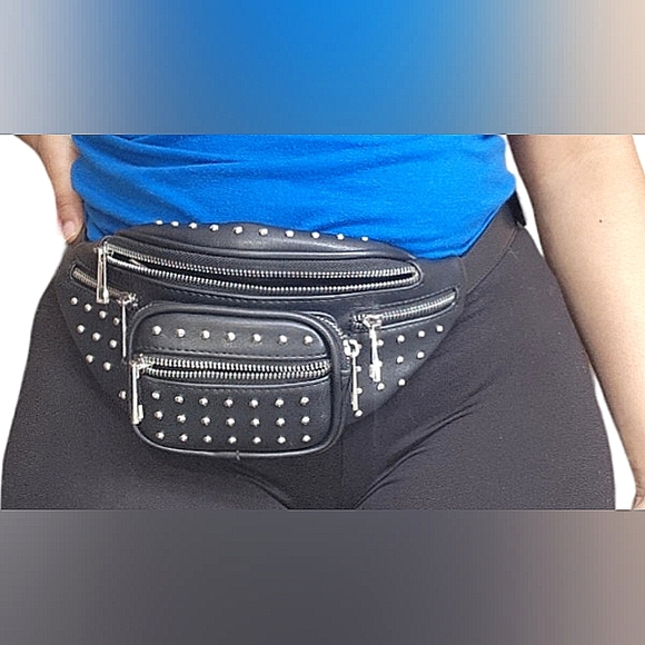 Forever 21 Handbags - ☆Forever 21 Black Silver Studded Fanny Pack☆